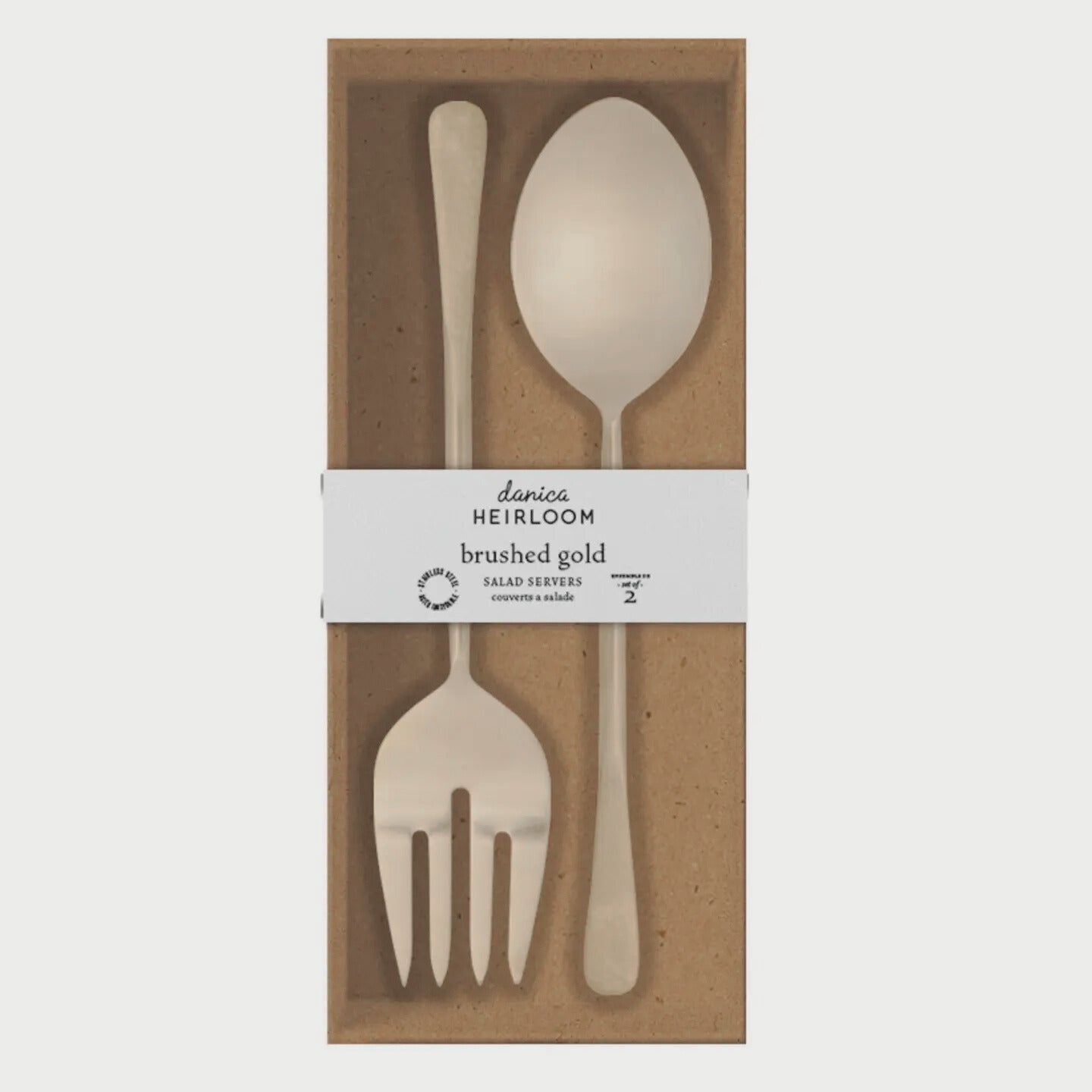 Stainless Steel Salad Server Set - Gold