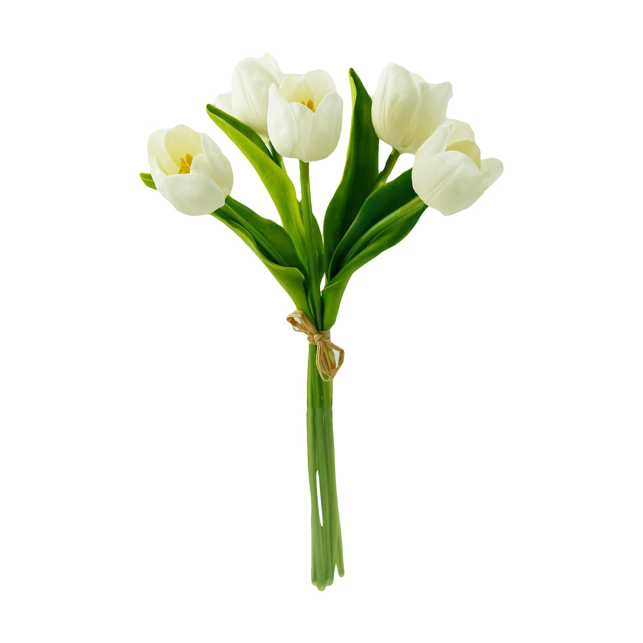 Pack of 5-stems Real Touch Medium Open Tulip- Cream Ivory