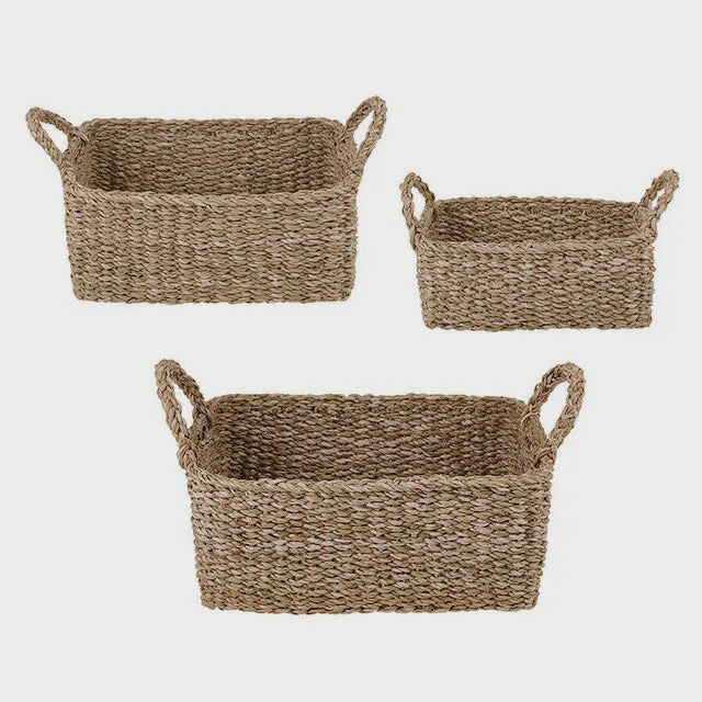 Set of Three Sea Grass Baskets