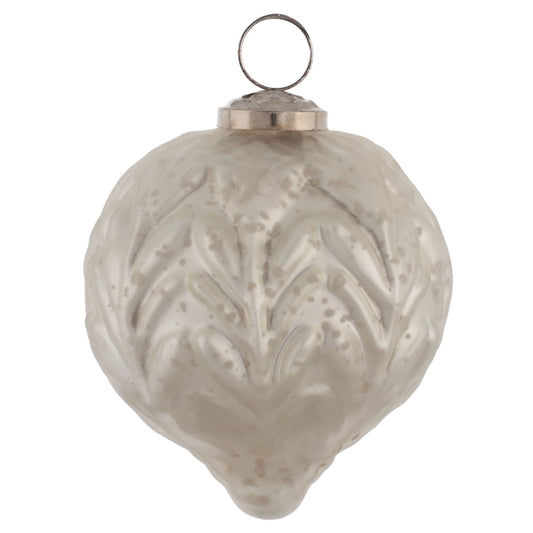 Antique Drop Glass Ornament 4" Frosted Mercury