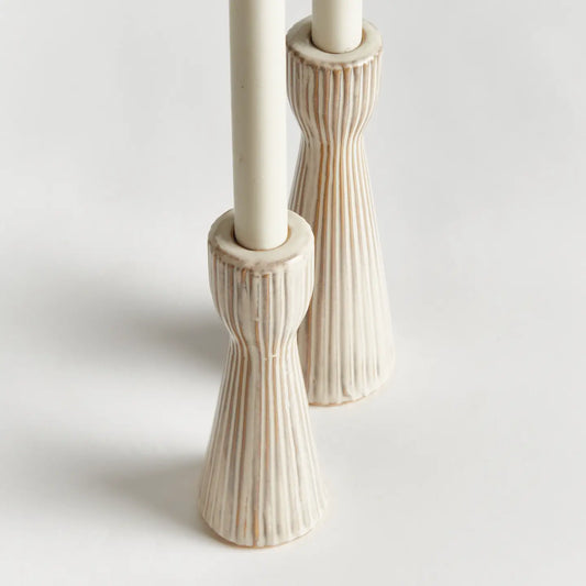 Lesley Taper Holders, Cream